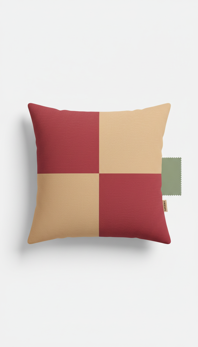 Color-Blocked Throw Pillow Rose Red & Apricot